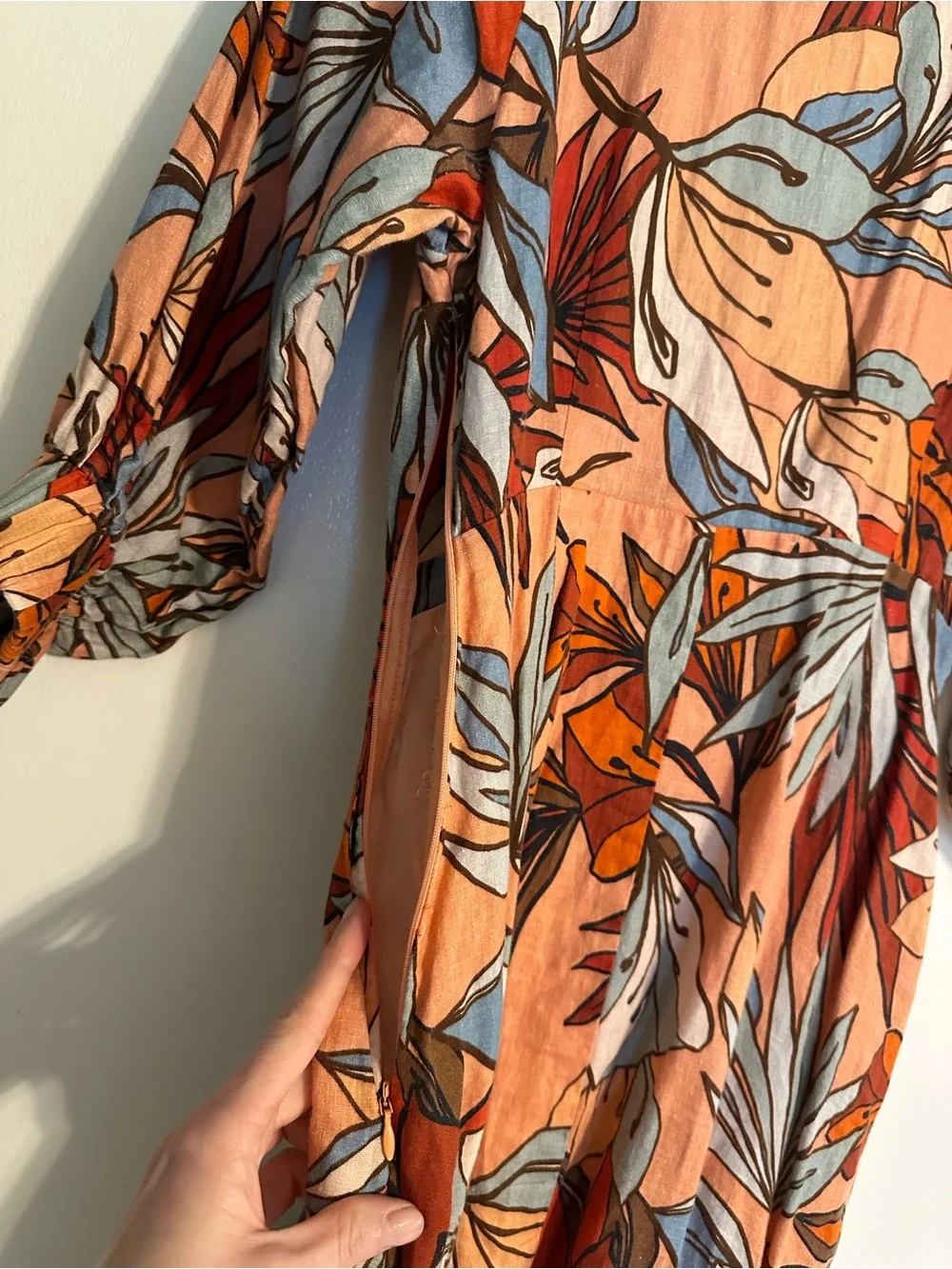 Nicholas Peach Tropical Tie-Front Women's Dress - Picture 11 of 12